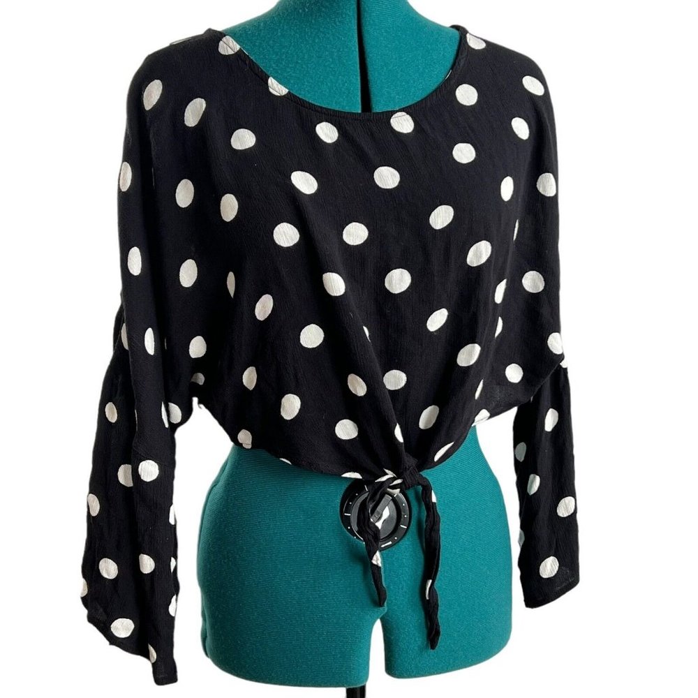Billabong Crop Top, Black and White Polka Dot, Women's size S